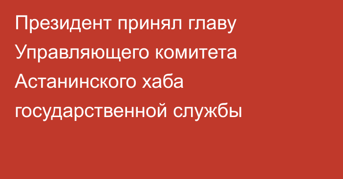 Президент принял главу Управляющего комитета Астанинского хаба государственной службы