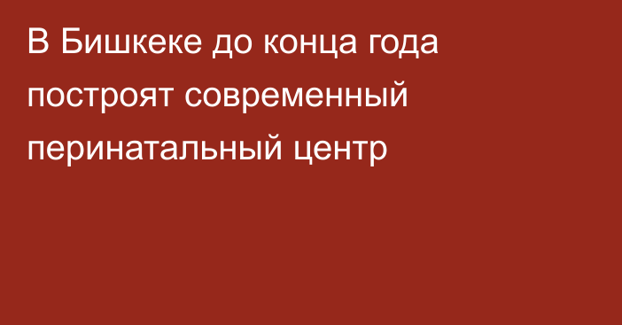 В Бишкеке до конца года построят современный перинатальный центр