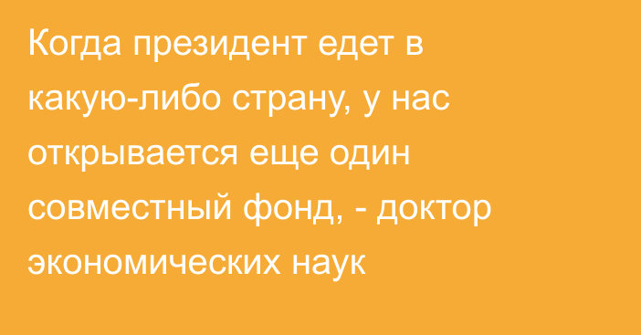 Когда президент едет в какую-либо страну, у нас открывается еще один совместный фонд, - доктор экономических наук