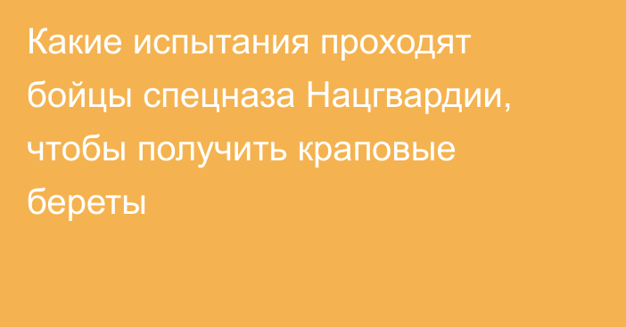 Какие испытания проходят бойцы спецназа Нацгвардии, чтобы получить краповые береты