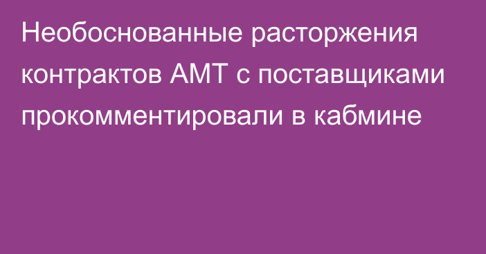 Необоснованные расторжения контрактов АМТ с поставщиками прокомментировали в кабмине