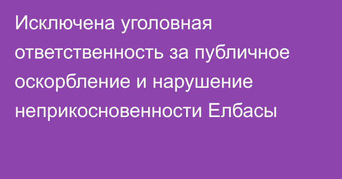 Исключена уголовная ответственность за публичное оскорбление и нарушение неприкосновенности Елбасы