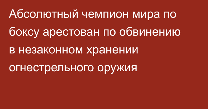 Абсолютный чемпион мира по боксу арестован по обвинению в незаконном хранении огнестрельного оружия