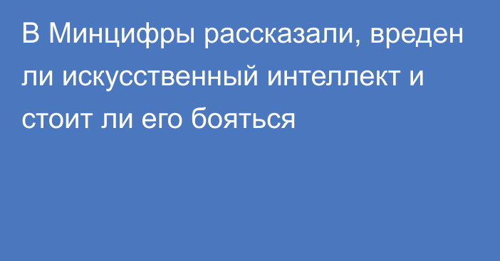 В Минцифры рассказали, вреден ли искусственный интеллект и стоит ли его бояться