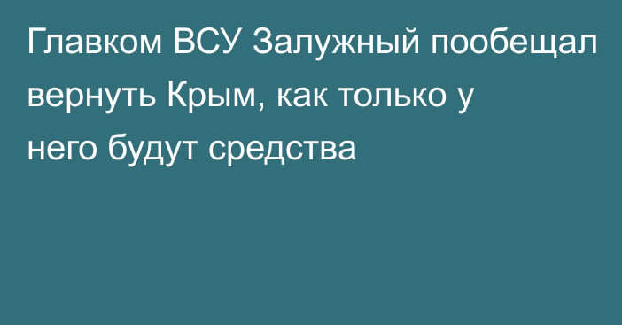 Главком ВСУ Залужный пообещал вернуть Крым, как только у него будут средства