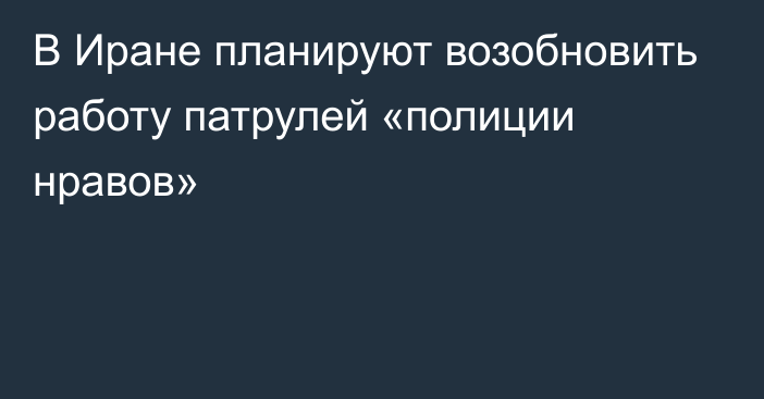 В Иране планируют возобновить работу патрулей «полиции нравов»