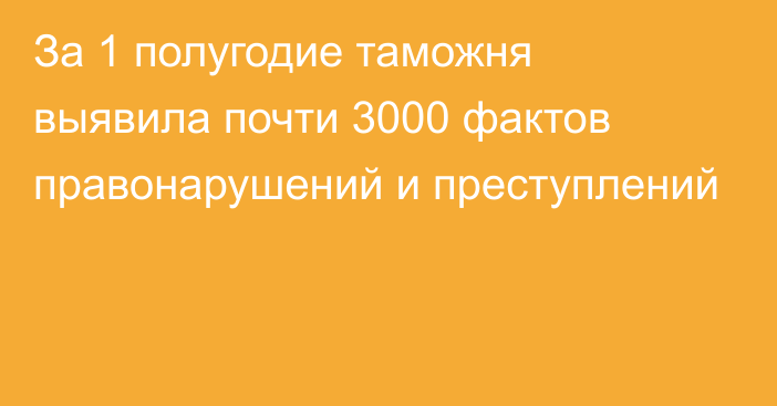 За 1 полугодие таможня выявила почти 3000 фактов правонарушений и преступлений 