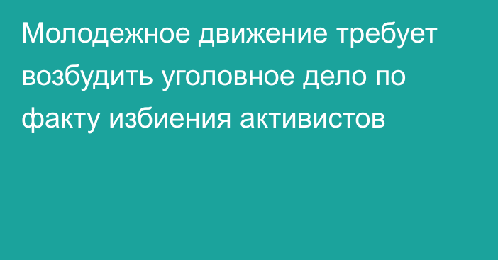 Молодежное движение требует возбудить уголовное дело по факту избиения активистов