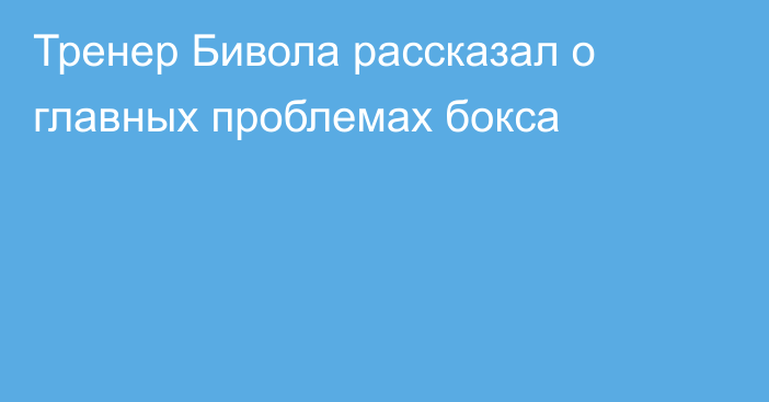 Тренер Бивола рассказал о главных проблемах бокса