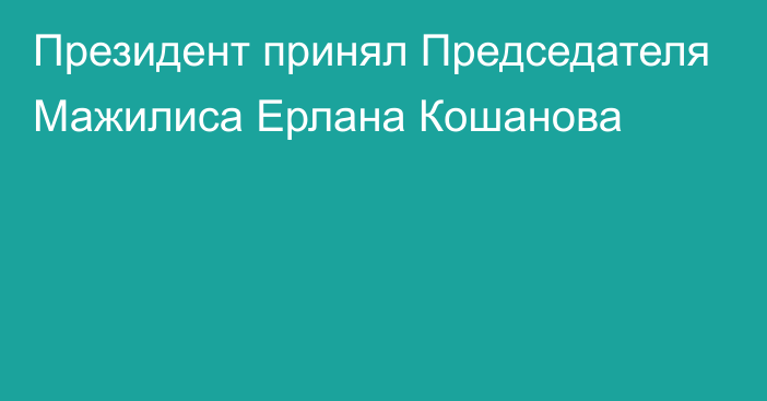 Президент принял Председателя Мажилиса Ерлана Кошанова