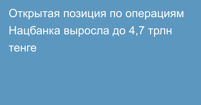 Открытая позиция по операциям Нацбанка выросла до 4,7 трлн тенге