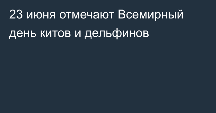 23 июня отмечают Всемирный день китов и дельфинов