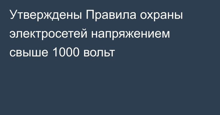 Утверждены Правила охраны электросетей напряжением свыше 1000 вольт