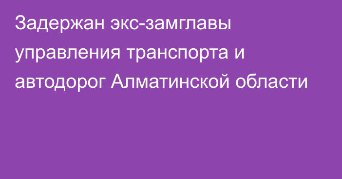 Задержан экс-замглавы управления транспорта и автодорог Алматинской области