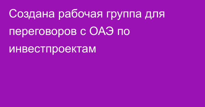 Создана рабочая группа для переговоров с ОАЭ по инвестпроектам