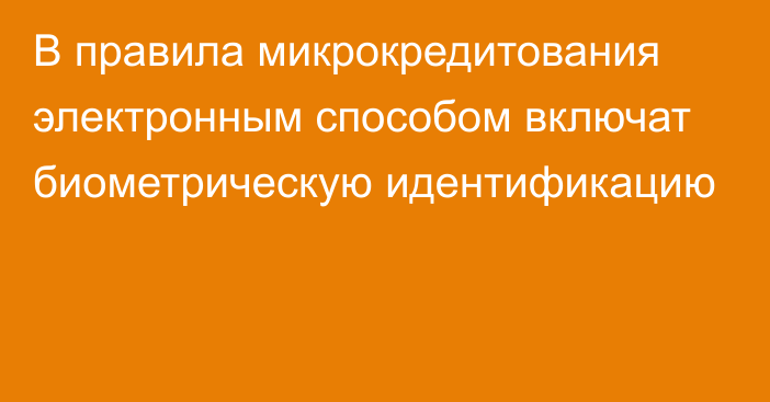 В правила микрокредитования электронным способом включат биометрическую идентификацию