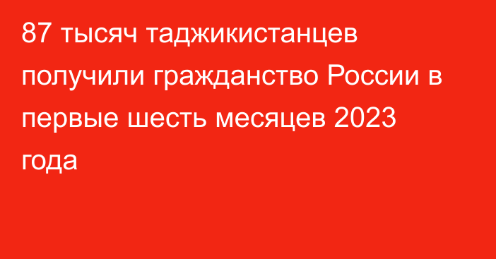 87 тысяч таджикистанцев получили гражданство России в первые шесть месяцев 2023 года