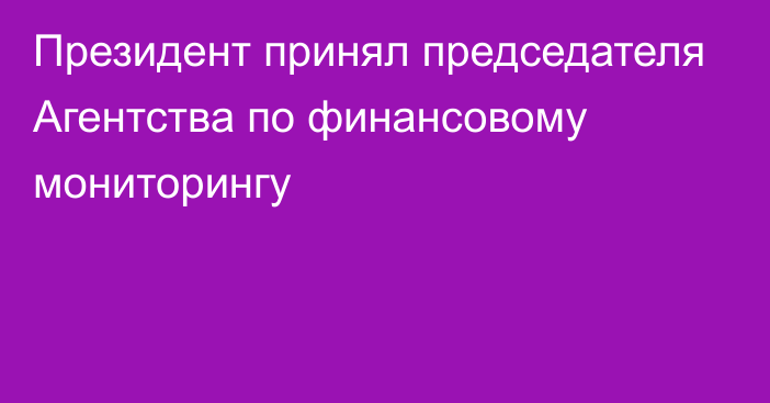 Президент принял председателя Агентства по финансовому мониторингу