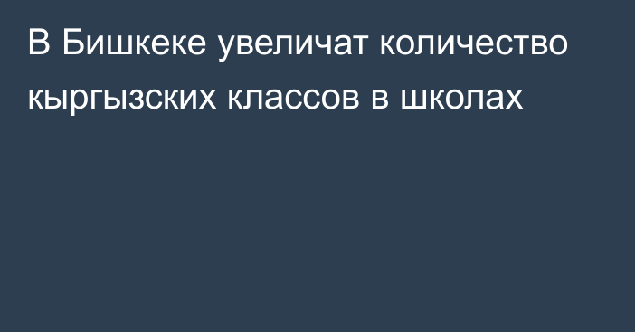 В Бишкеке увеличат количество кыргызских классов в школах