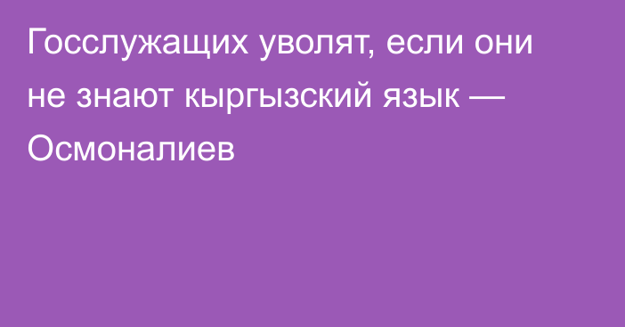 Госслужащих уволят, если они не знают кыргызский язык — Осмоналиев