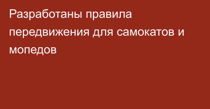 Разработаны правила передвижения для самокатов и мопедов