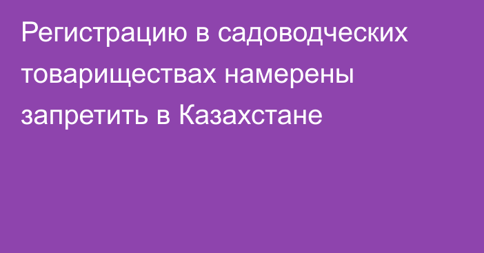 Регистрацию в садоводческих товариществах намерены запретить в Казахстане