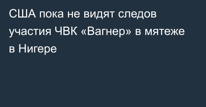 США пока не видят следов участия ЧВК «Вагнер» в мятеже в Нигере