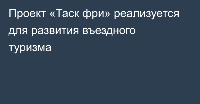 Проект «Таск фри» реализуется для развития въездного туризма