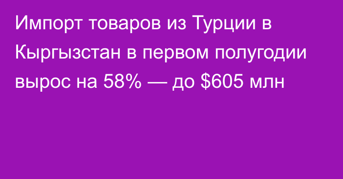 Импорт товаров из Турции в Кыргызстан в первом полугодии вырос на 58% — до $605 млн