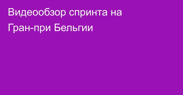 Видеообзор спринта на Гран-при Бельгии