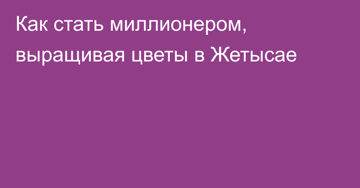 Как стать миллионером, выращивая цветы в Жетысае