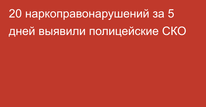 20 наркоправонарушений за 5 дней выявили полицейские СКО