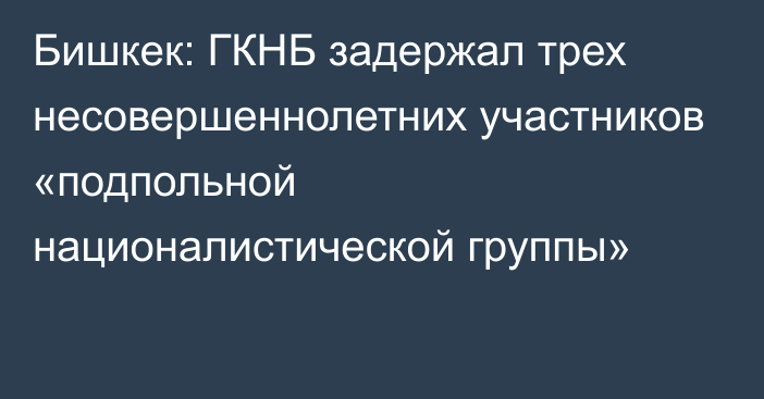 Бишкек: ГКНБ задержал трех несовершеннолетних участников «подпольной националистической группы»