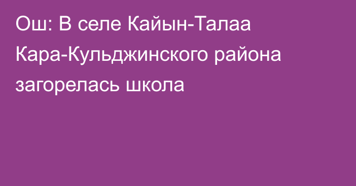 Ош: В селе Кайын-Талаа Кара-Кульджинского района загорелась школа