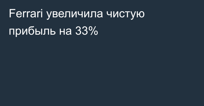 Ferrari увеличила чистую прибыль на 33%