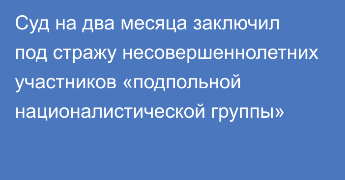 Суд на два месяца заключил под стражу несовершеннолетних участников «подпольной националистической группы»