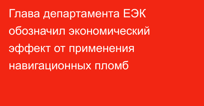 Глава департамента ЕЭК обозначил экономический эффект от применения навигационных пломб