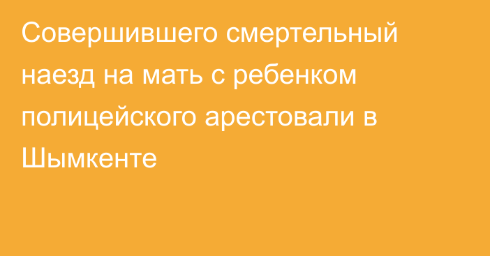 Совершившего смертельный наезд на мать с ребенком полицейского арестовали в Шымкенте