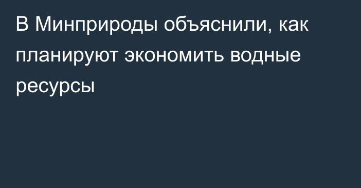 В Минприроды объяснили, как планируют экономить водные ресурсы