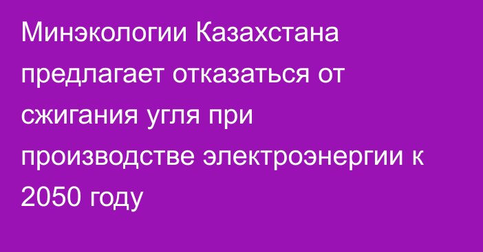 Минэкологии Казахстана предлагает отказаться от сжигания угля при производстве электроэнергии к 2050 году