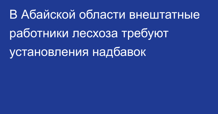 В Абайской области внештатные работники лесхоза требуют установления надбавок