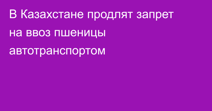 В Казахстане продлят запрет на ввоз пшеницы автотранспортом