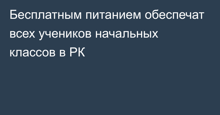 Бесплатным питанием обеспечат всех учеников начальных классов в РК