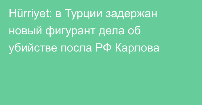 Hürriyet: в Турции задержан новый фигурант дела об убийстве посла РФ Карлова