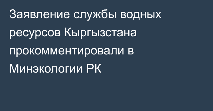 Заявление службы водных ресурсов Кыргызстана прокомментировали в Минэкологии РК