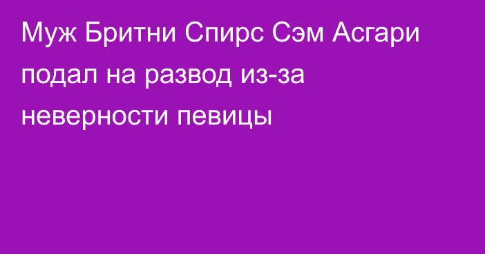 Муж Бритни Спирс Сэм Асгари подал на развод из-за неверности певицы