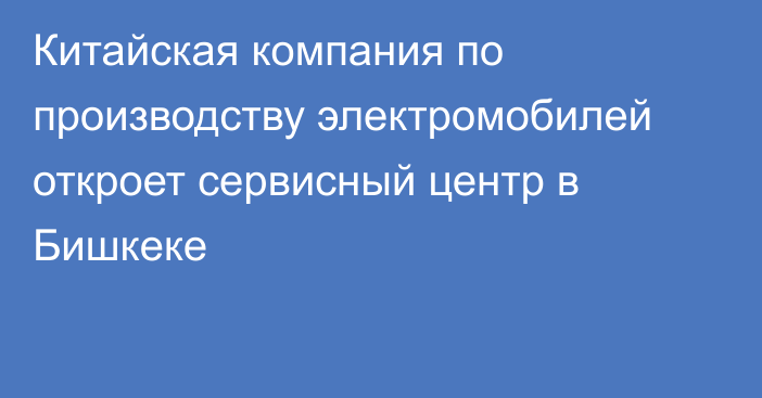 Китайская компания по производству электромобилей откроет сервисный центр в Бишкеке