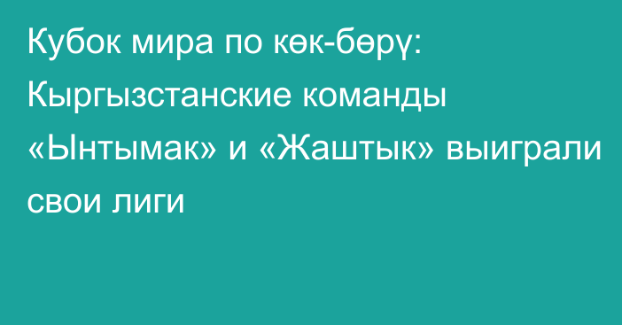 Кубок мира по көк-бөрү: Кыргызстанские команды «Ынтымак» и «Жаштык» выиграли свои лиги