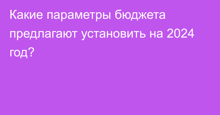 Какие параметры бюджета предлагают установить на 2024 год?