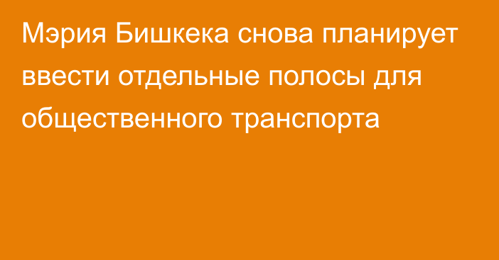 Мэрия Бишкека снова планирует ввести отдельные полосы для общественного транспорта